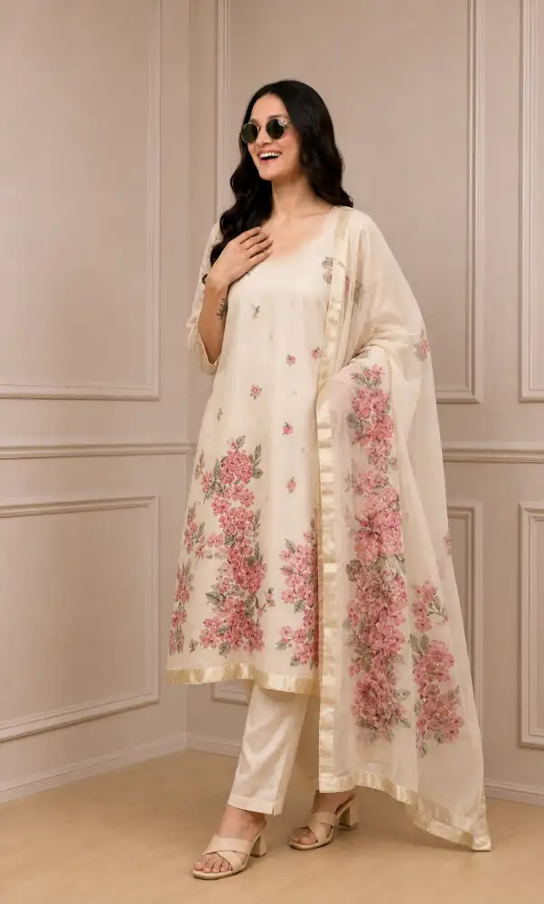 Women's Embroidered Kurta Set With Dupatta | Salwar Suit Set